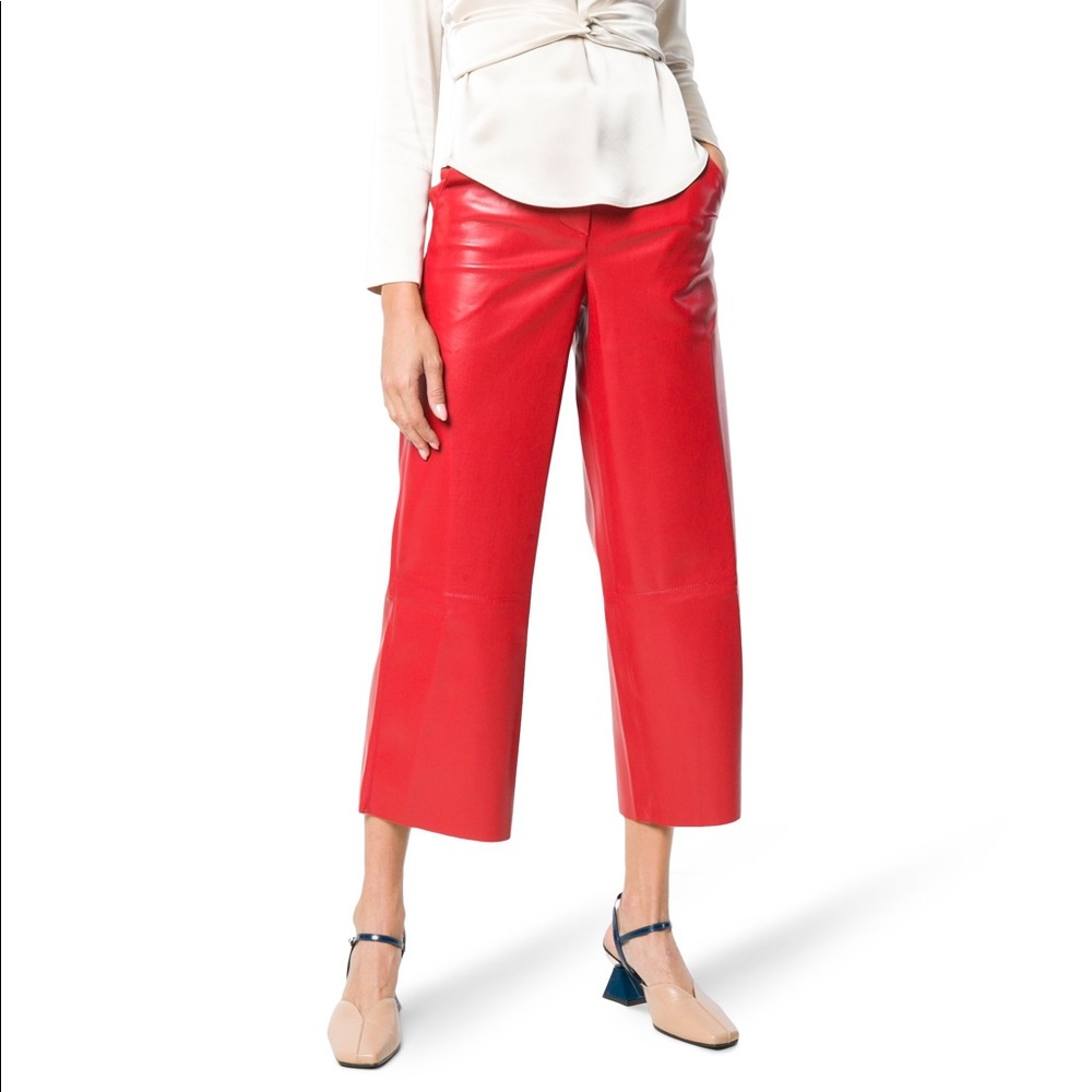 Nanushka high-waist flared vegan leather trousers